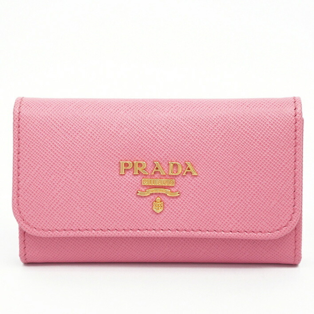 Prada Saffiano Keychain Key Case Triangle Logo Pi… - image 1